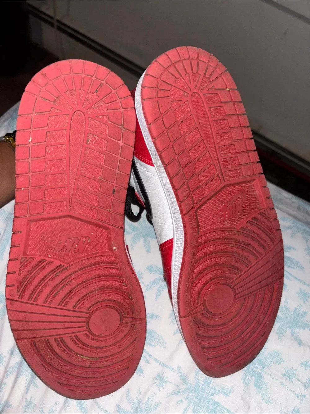 Nike Men's High-Top Sneakers in Red, Black & White